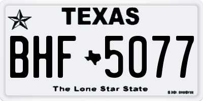 TX license plate BHF5077