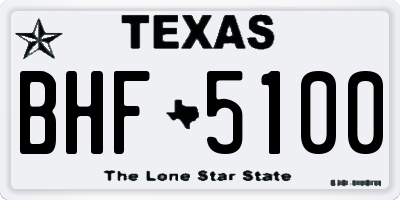TX license plate BHF5100