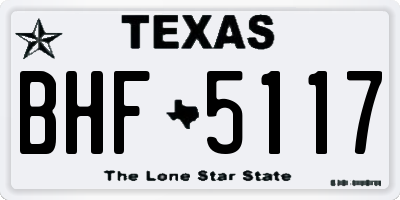 TX license plate BHF5117