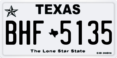 TX license plate BHF5135