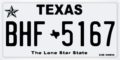 TX license plate BHF5167