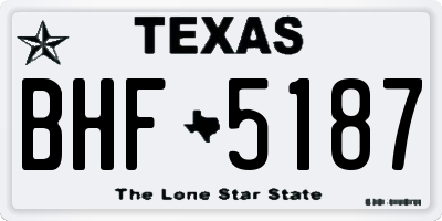 TX license plate BHF5187