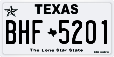 TX license plate BHF5201