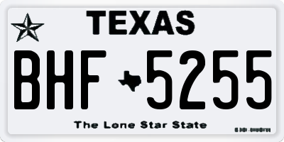 TX license plate BHF5255