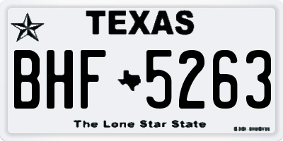 TX license plate BHF5263