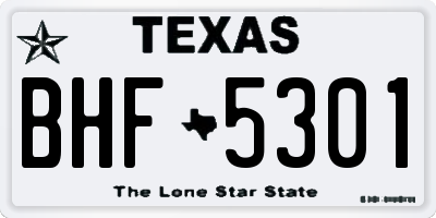 TX license plate BHF5301