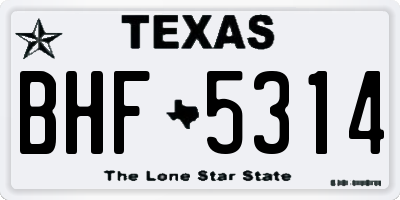 TX license plate BHF5314