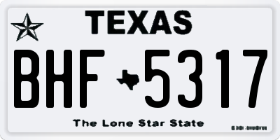TX license plate BHF5317