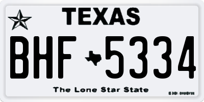 TX license plate BHF5334