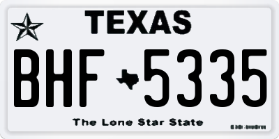 TX license plate BHF5335