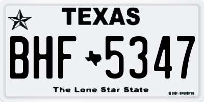 TX license plate BHF5347