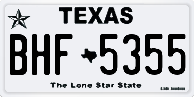 TX license plate BHF5355