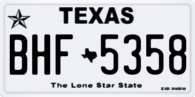 TX license plate BHF5358