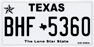 TX license plate BHF5360