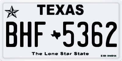 TX license plate BHF5362