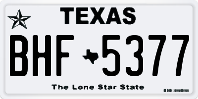 TX license plate BHF5377