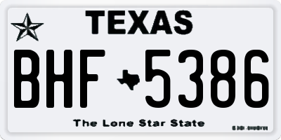 TX license plate BHF5386