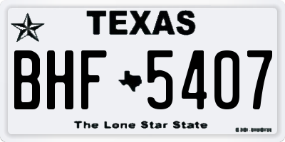 TX license plate BHF5407
