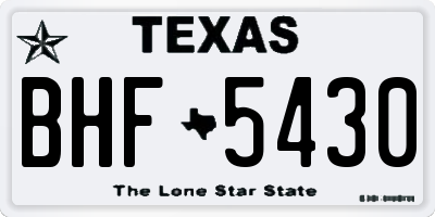 TX license plate BHF5430
