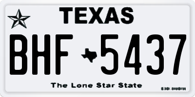 TX license plate BHF5437