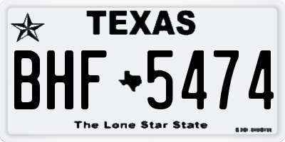 TX license plate BHF5474