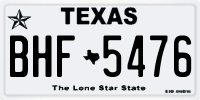 TX license plate BHF5476