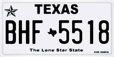 TX license plate BHF5518