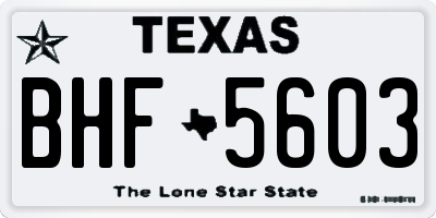 TX license plate BHF5603