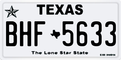 TX license plate BHF5633