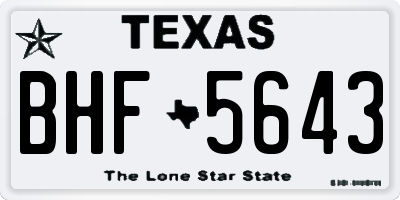 TX license plate BHF5643