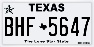TX license plate BHF5647