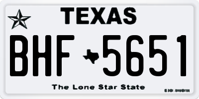 TX license plate BHF5651