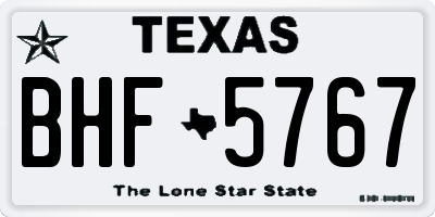 TX license plate BHF5767