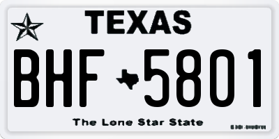 TX license plate BHF5801