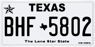 TX license plate BHF5802
