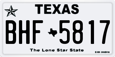 TX license plate BHF5817