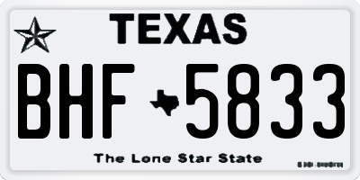 TX license plate BHF5833