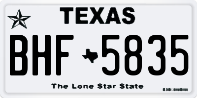 TX license plate BHF5835