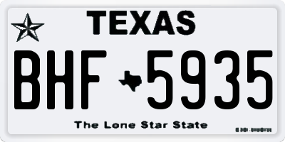 TX license plate BHF5935