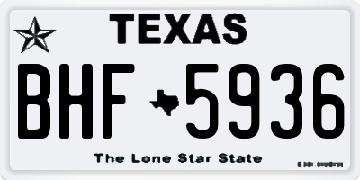 TX license plate BHF5936