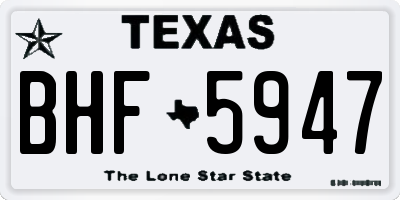 TX license plate BHF5947