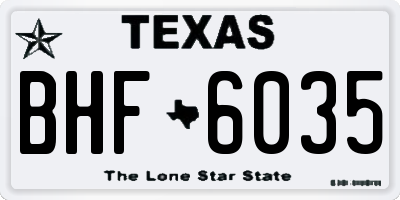 TX license plate BHF6035