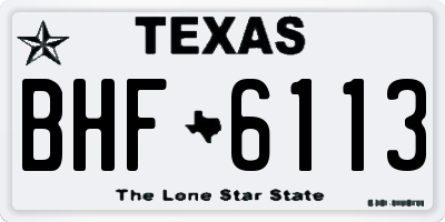TX license plate BHF6113
