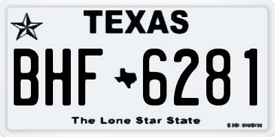 TX license plate BHF6281