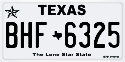 TX license plate BHF6325