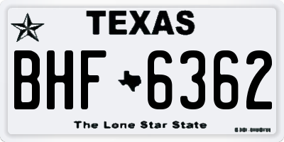 TX license plate BHF6362