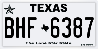 TX license plate BHF6387