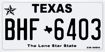 TX license plate BHF6403