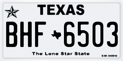 TX license plate BHF6503