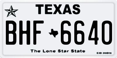 TX license plate BHF6640
